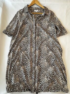 Chico’s Leopard Print Tunic / Dress Drawstring Hem Stretch Size 1 - Medium